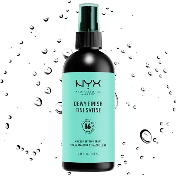 NYX Professional Makeup Setting Spray Dewy, Veganes Fixier-Spray mit leichter Formel, Taufrisches Finish, Maxi Größe 180 ml