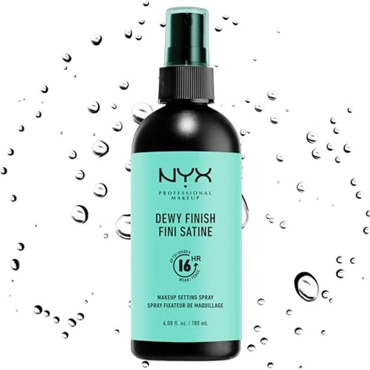NYX Professional Makeup Setting Spray Dewy, Veganes Fixier-Spray mit leichter Formel, Taufrisches Finish, Maxi Größe 180 ml – Bild 1