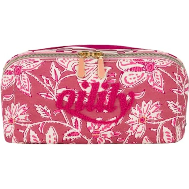 Oilily Kulturbeutel Cisse Cosmetic Bag, geräumig mit floralem Muster in Dusty Cedar, 24 x 11 x 12 cm