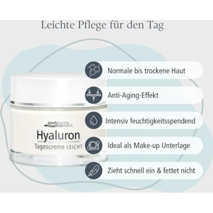 Medipharma Cosmetics Hyaluron Tagescreme leicht, Anti-Aging mit intensiver Feuchtigkeitsversorgung, 50 ml – Bild 3