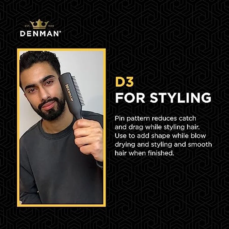Denman Bürste Classic Styling Originals Brush D3 Medium 7 Reihen Schwarz – Bild 4