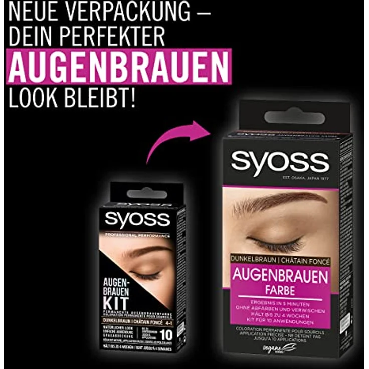Syoss Augenbrauen Kit Augenbrauenfarbe 4-1 Dunkelbraun Stufe 3 (17 ml), Augenbrauen färben für einen natürlichen Look und ein langanhaltendes Ergebnis – Bild 3