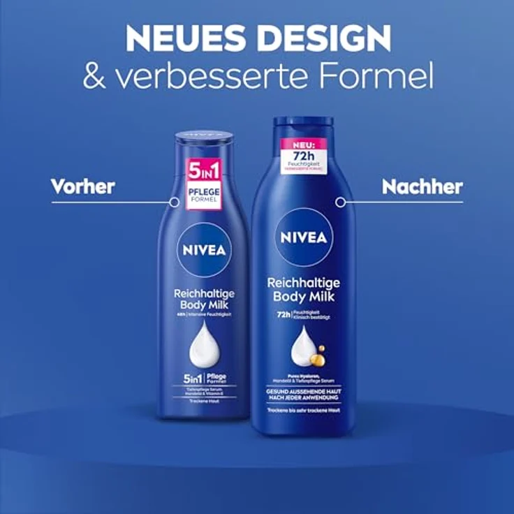 NIVEA Reichhaltige Body Milk, intensiv pflegende Körpercreme mit purem Hyaluron, Mandelöl und Tiefenpflege Serum, Lotion für trockene Haut (250 ml) – Bild 3