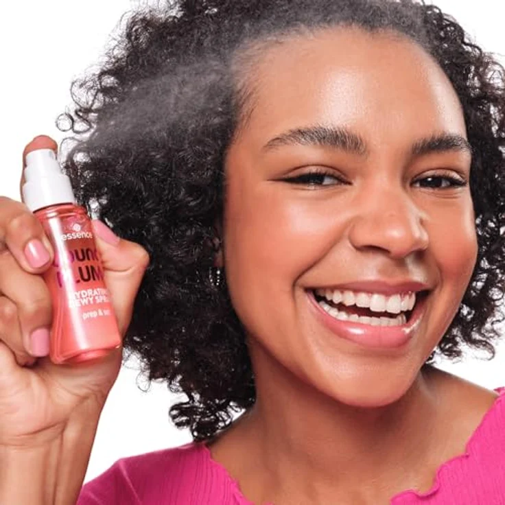 Essence Bouncy Plump Hydrating Dewy Spray, 50 ml 2-in-1 Primer und Setting-Spray mit Hyaluronsäure und Wassermelonenfruchextrakt, vegan, ohne Alkohol, Parabene und Sulfate – Bild 4