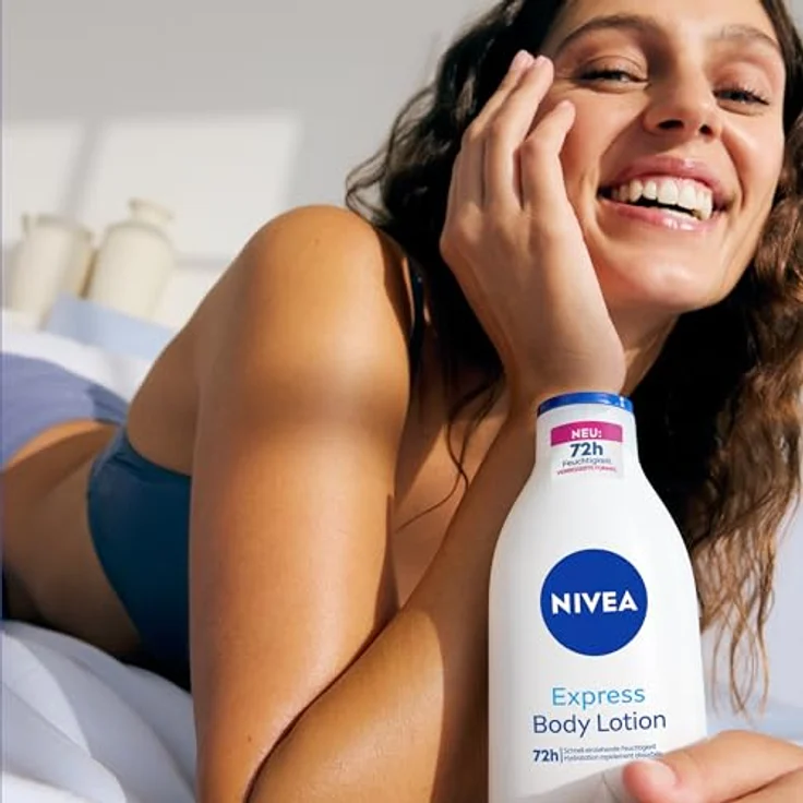 NIVEA Body Express Feuchtigkeit Bodylotion, 400ml, mit Hyaluron und Meeresmineralien, schnell einziehend, nicht-fettend – Bild 7