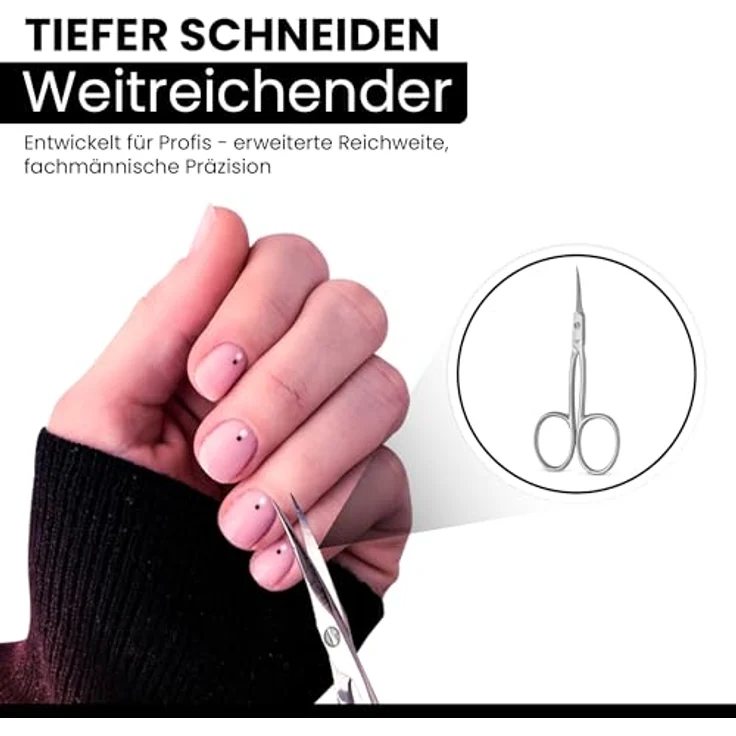 Excellent Solingen Nagelschere, Hautschere 9 cm, extra lang, superspitz, für präzise Maniküre und Pediküre – Bild 6