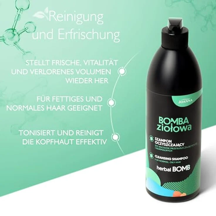 JOANNA Kräuter Bombe Reinigendes Shampoo 500 ml - Intensiv feuchtigkeitsspendend, stärkend und für geschwächtes Haar, mit natürlichem Glanz – Bild 2