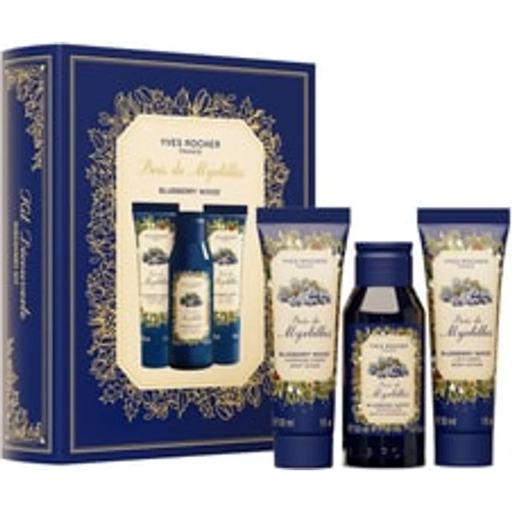 Yves Rocher Geschenkset Heidelbeerhain-Duft, Pflegeroutine mit Duschgel 50ml, Körperpeeling 30ml und Körpermilch 30ml, limitierte Weihnachtsedition