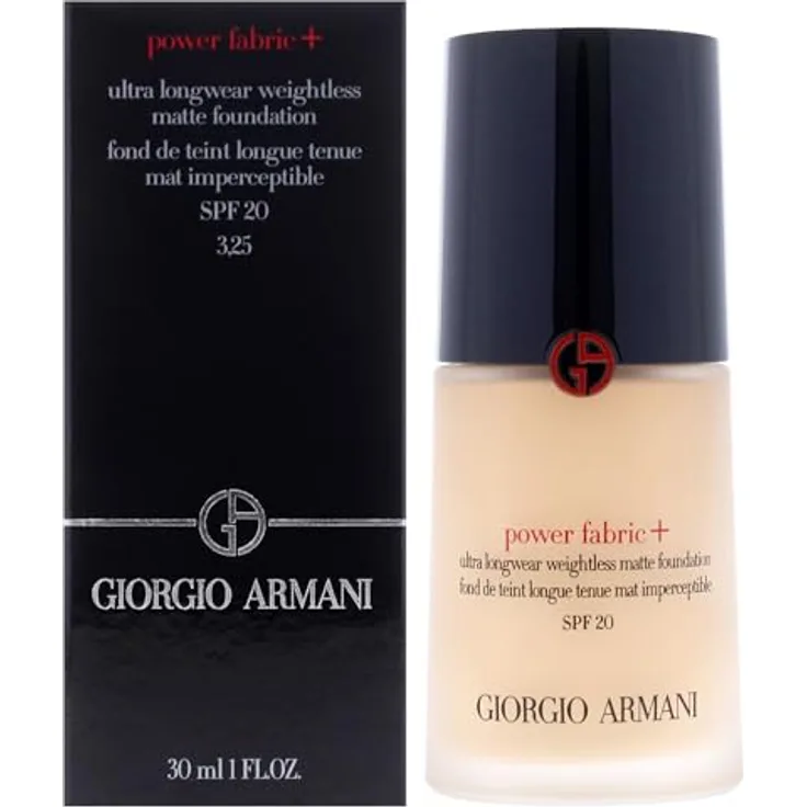 Giorgio Armani Power Fabric + Longwear High Coverage Foundation, 30 ml, Farbe 3.25, mattes Finish, volle Deckkraft