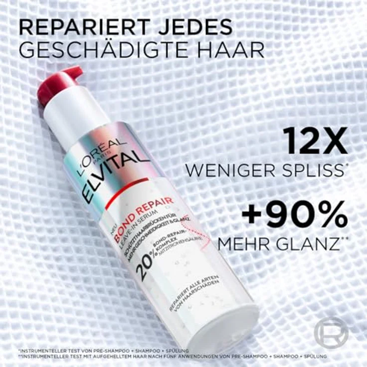 L'Oréal Paris Elvital Bond Repair Leave-In Serum, Haarreparatur & Schutz gegen Haarschäden, mehr Glanz, 150ml, mit Bond-Repair-Komplex und Zitronensäure – Bild 3