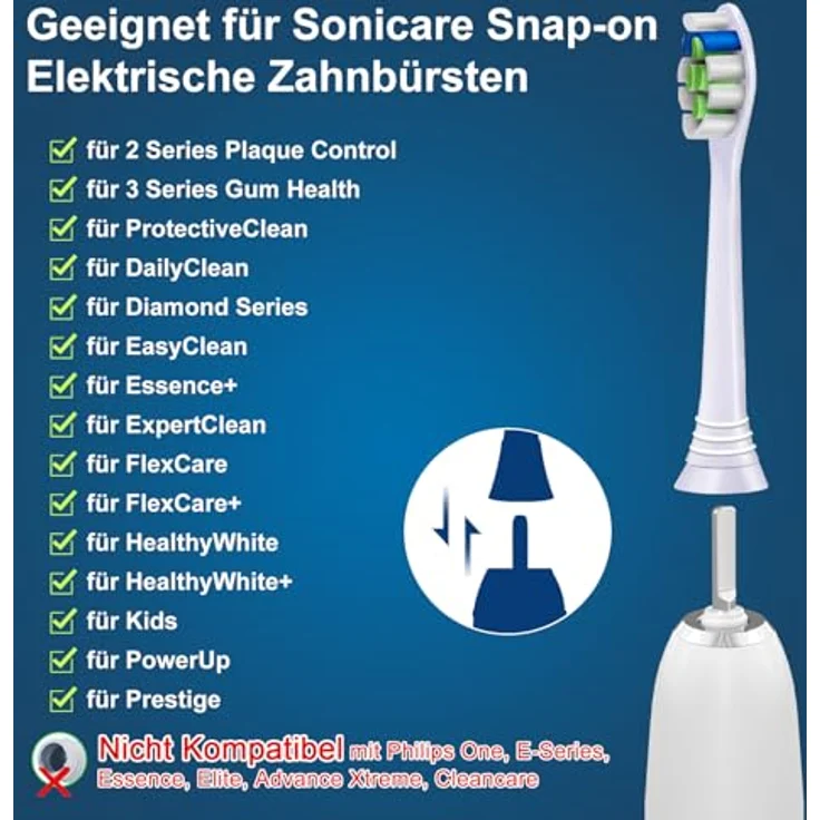 valuabletry 8er Ersatzbürsten für Philips Sonicare, Precision Clean Bürstenköpfe, 4 Schwarz und 4 Weiß, ergonomisches Design, starke Plaque-Entfernung, kompatibel mit mehreren Modellen – Bild 2