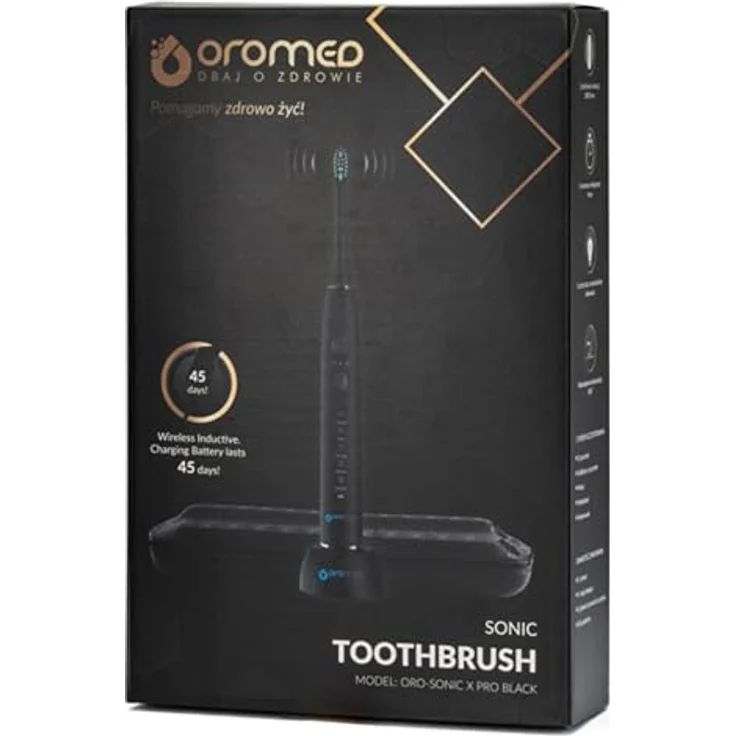 OROMED ORO-SONIC X PRO Elektrische Zahnbürste Schallzahnbürste 5 Modi Timer Etui, soniczna 45000 drgań/min, akumulatorowe, 2 główki, ładowarka USB, Etui podróżne – Bild 6