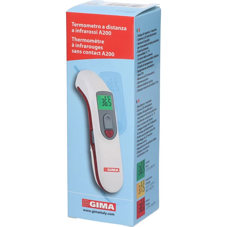 Gima Termometro NO Contact Aeon A20, Fieberthermometer ohne Kontakt für präzise Temperaturmessung