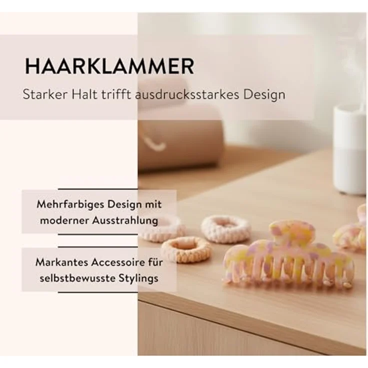 PARSA Beauty LIFESTYLE Pure Balance Haarklammer, Mehrfarbig mit Pink- und Gelbtönen, Fester Halt, 1 Stück – Bild 3