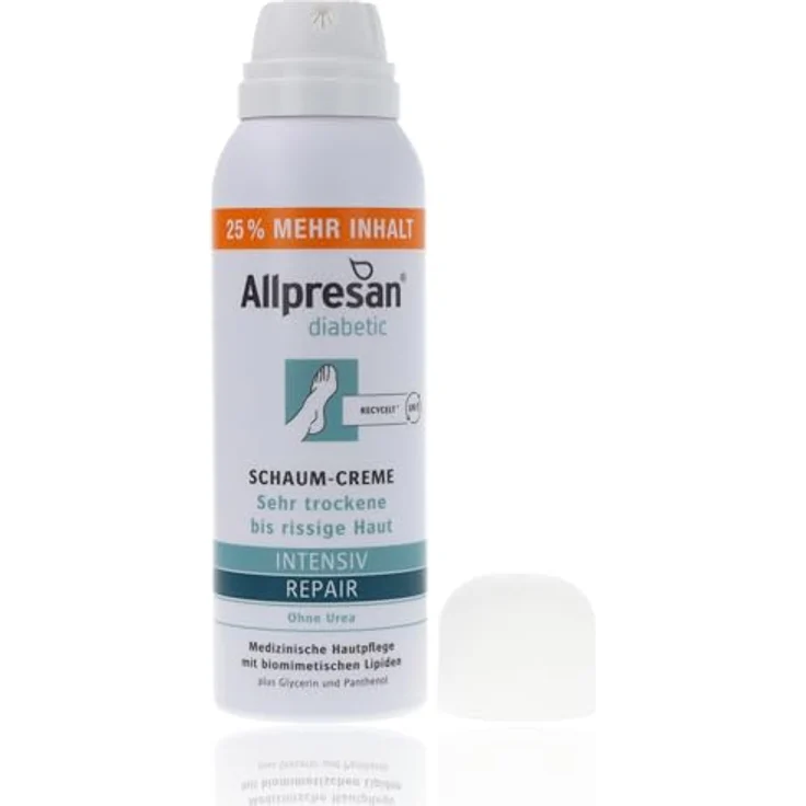 Allpresan diabetic INTENSIV + REPAIR ohne Urea Schaum-Creme - Effektive Pflege bei Diabetes mellitus - 125ml – Bild 2