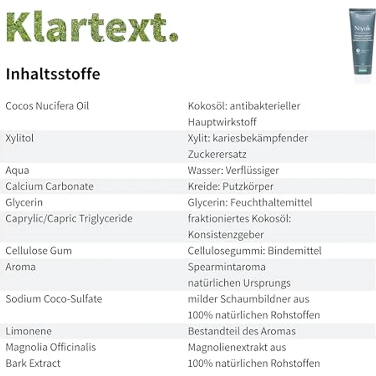 Niyok® Zahncreme aus Bio Kokosöl "Spearmint" (75ml) • Natürliche Zahnpasta für weiße Zähne • Intensive Pflege & Frische • Schützt das Zahnfleisch • Ohne Fluorid & Vegan – Bild 2