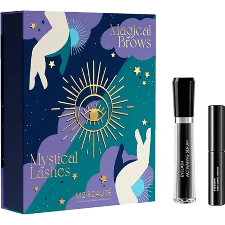 M2 BEAUTÉ Mystical Brows & Lashes Set, Aktivierungsserum (4ml) & Erneuerungsserum (1,5ml), für volle Wimpern und Augenbrauen