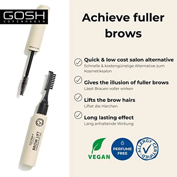 Gosh Brow Lift Augenbrauen-Gel, 2 in 1 Bürste mit Langzeiteffekt, Farbton 001, 6 ml – Bild 2
