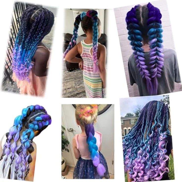 Shangxiu Braids Extensions, lila Zöpfe Haarverlängerungen aus hitzebeständiger Faser, 24" Länge, 300g Set – Bild 5