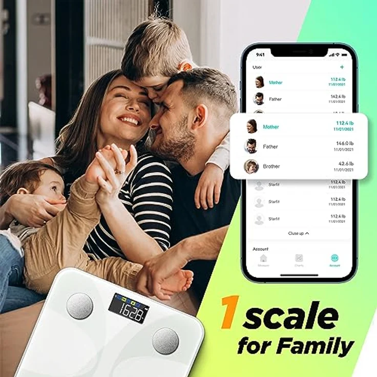 RunSTAR Körperfettwaage, digitale Personenwaage mit großem LCD-Display, 13 Körperanalysewerte, App-Synchronisierung, Weiß – Bild 5