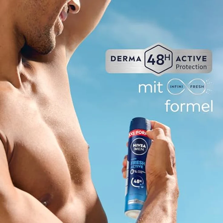 NIVEA MEN Fresh Active Deospray XXL, Deodorant mit INFINIFRESH Formel, 48h Schutz, aluminiumfreies Deo mit Meeresextrakten und frischem Duft, 250 ml – Bild 4