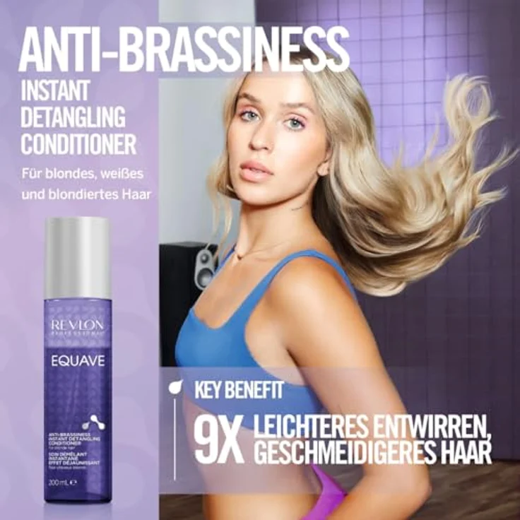 Revlon Professional Equave Anti-Brassiness professioneller, entwirrender Zwei-Phasen Conditioner für blondes, weißes und blondiertes Haar, 200ml – Bild 3