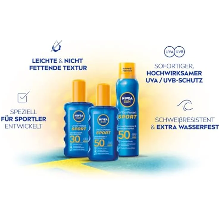 NIVEA SUN UV Dry Protect Sport SPF 50 Sonnenspray 200 ml – Bild 2