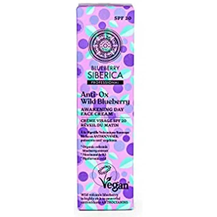 Natura Siberica Awakening Day Face Cream SPF 20, 50 ml, Anti-Ox Wild Blueberry, vegane Gesichtscreme für Damen mit intensiver Feuchtigkeit und Umweltschutz