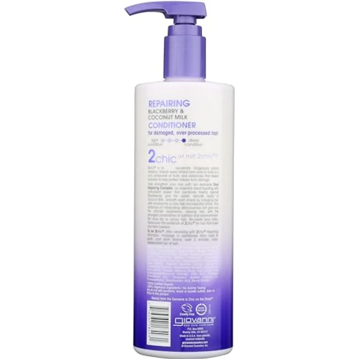 Giovanni 2chic Repairing Conditioner, 710ml, intensiv feuchtigkeitsspendend, mit Brombeerextrakt und Kokosmilch, vegan und parabenfrei – Bild 2