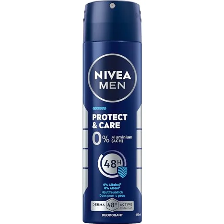 NIVEA MEN Protect & Care Deo Spray, hautfreundliches Deospray ohne Aluminium (ACH) mit 48h Deo-Schutz, pflegendes Deodorant ohne Ethylalkohol, 150 ml