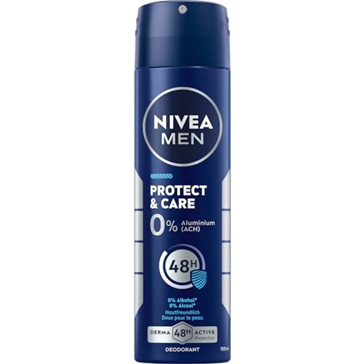 NIVEA MEN Protect & Care Deo Spray, hautfreundliches Deospray ohne Aluminium (ACH) mit 48h Deo-Schutz, pflegendes Deodorant ohne Ethylalkohol, 150 ml – Bild 1