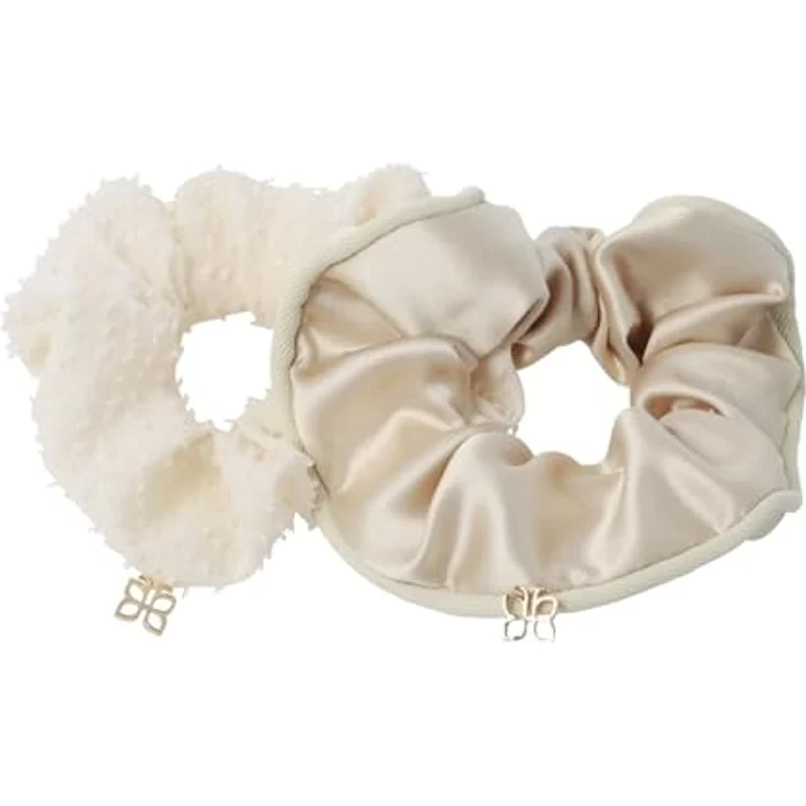 PARSA Beauty Scrunchie Set, nude, edles Haargummi-Set mit goldenem Signature Charm, haarschonend und vielseitig für jeden Anlass – Bild 1