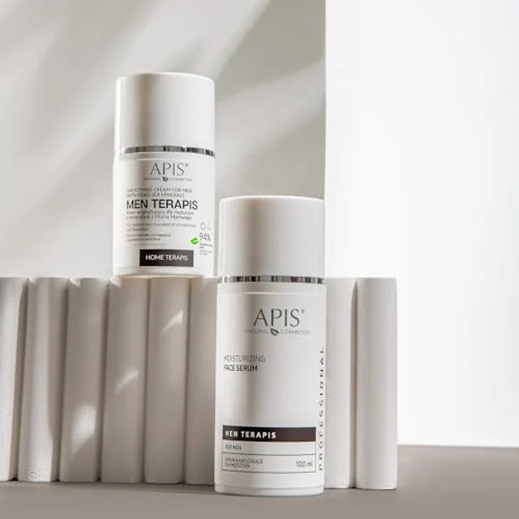 Apis Natural Cosmetics Professionelle Herren Glättungs- und Beruhigungs-Gesichtscreme, 50ml - Intensive Regeneration, Mineralien aus dem Toten Meer, Hyaluronsäure und Baobaböl для trockene, reife Männerhaut – Bild 3