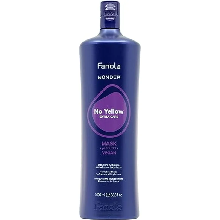 Fanola Wonder No Yellow Maske, Anti-Gelbstich-Maske 1000ml, Feuchtigkeitsspendende Gesichtsmaske mit sanftem Blütenduft
