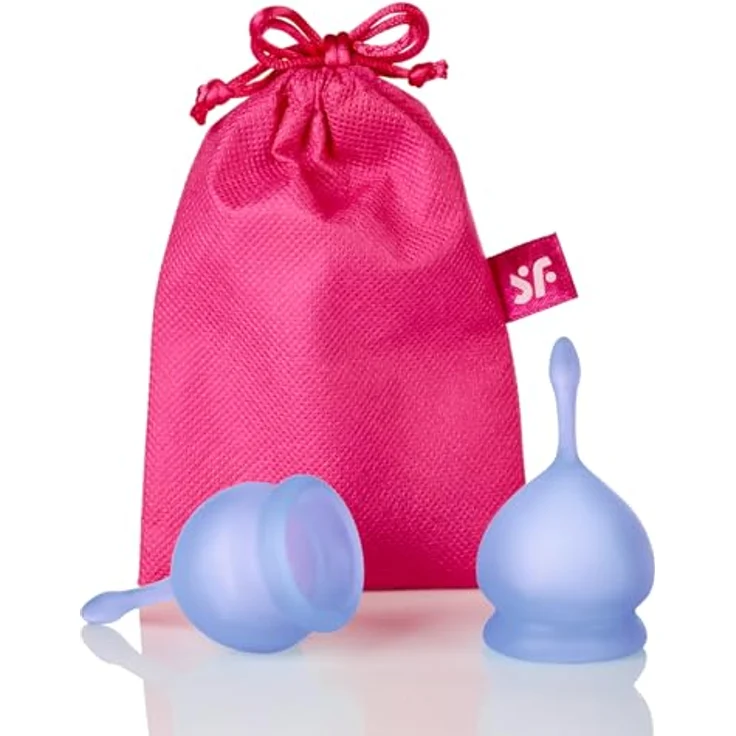 Satisfyer Feel good MENSTRUAL CUP, Menstruationstasse 15 ml & 20 ml, hypoallergenes Silikon, blau, 2 St. – Bild 3