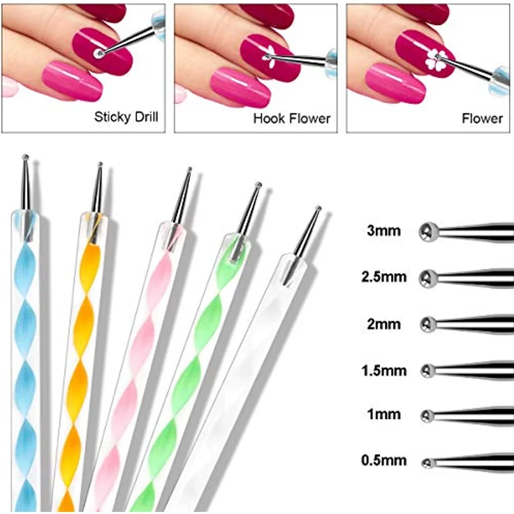 URAQT 20 Stück Nagel Pinsel Set, Professionelle Nageldesign-Stifte für Gelnägel und UV-Gel, Ergonomische Griffe und Antibakterielle Borsten – Bild 5