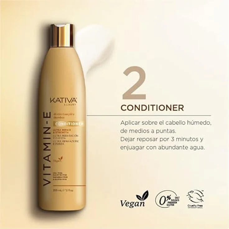 Kativa Vitamina E Biotina y Bamboo Conditioner, 550ml für gesundes und kräftiges Haar – Bild 3