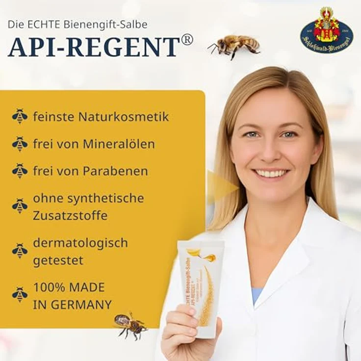 Api-regent Echte Bienengift-Salbe, Körpercreme mit 60-70% Melittin, 50 ml, dermatologisch getestet, Made in Germany – Bild 5