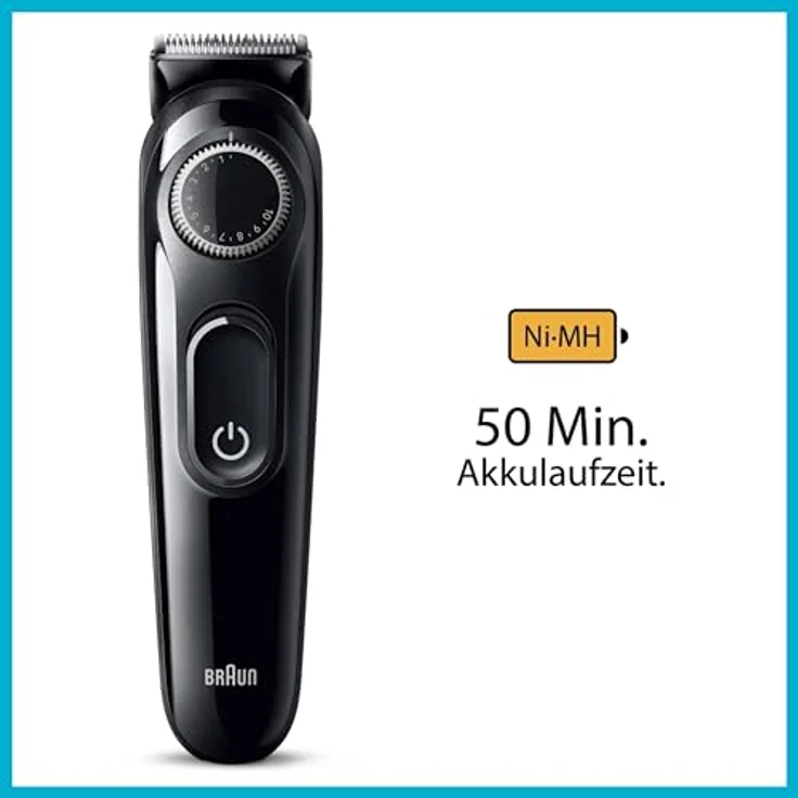 Braun Series 3 BT3400 Barttrimmer & Haarschneider, 0,5–10 mm, 20 Längeneinstellungen, 50 Min Akku, Edelstahlklingen – Bild 6