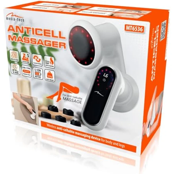 MEDIA-TECH MT6536 Anti-Cellulite-Massagegerät, Massagegewehr mit 6 Geschwindigkeitsstufen und 3 Massagemodi, 5 Massageköpfen – Bild 12