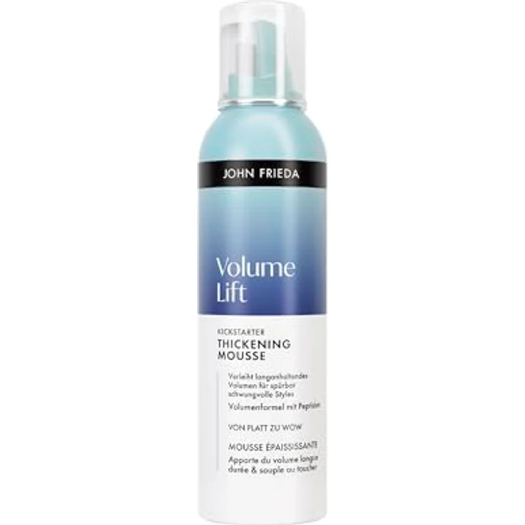 John Frieda Volume Lift Kickstarter Thickening Mousse, 200ml, für feines Haar, voluminisierende Formel mit Hitzeschutz bis 230°C, vegane Formel – Bild 1