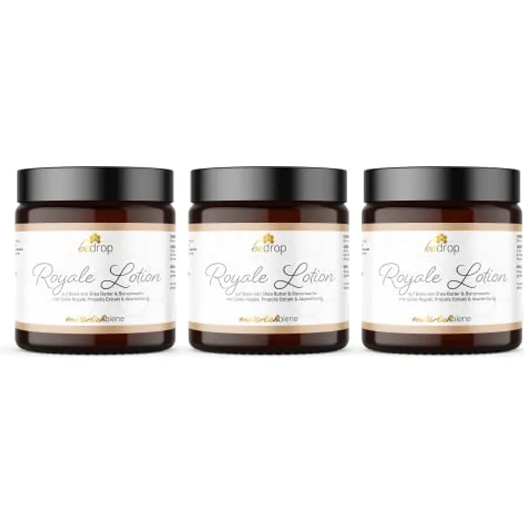 bedrop Royale Lotion - 100g Bodylotion mit Gelée Royale, Sheabutter, Akazienhonig & Propolis, wirkt feuchtigkeitsspendend & reizlindernd für eine gepflegte Haut (3x 100g zum Sparpreis)