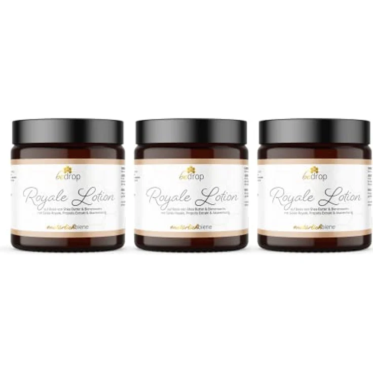 bedrop Royale Lotion - 100g Bodylotion mit Gelée Royale, Sheabutter, Akazienhonig & Propolis, wirkt feuchtigkeitsspendend & reizlindernd für eine gepflegte Haut (3x 100g zum Sparpreis) – Bild 1