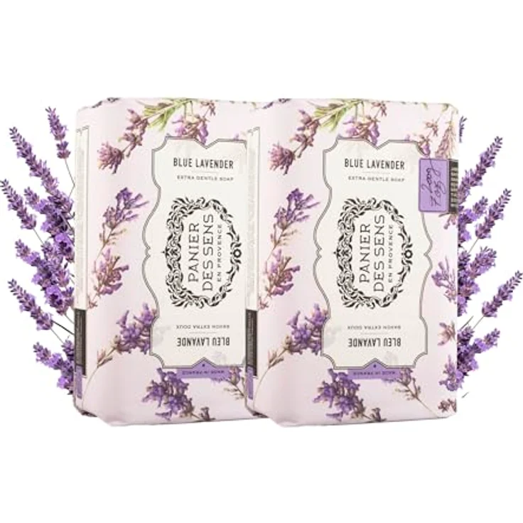 Panier des Sens Lavendelblau Seifenstück, 2x200g Hand & Körperseife mit Karitéöl, 97% natürliche Inhaltsstoffe – Bild 1