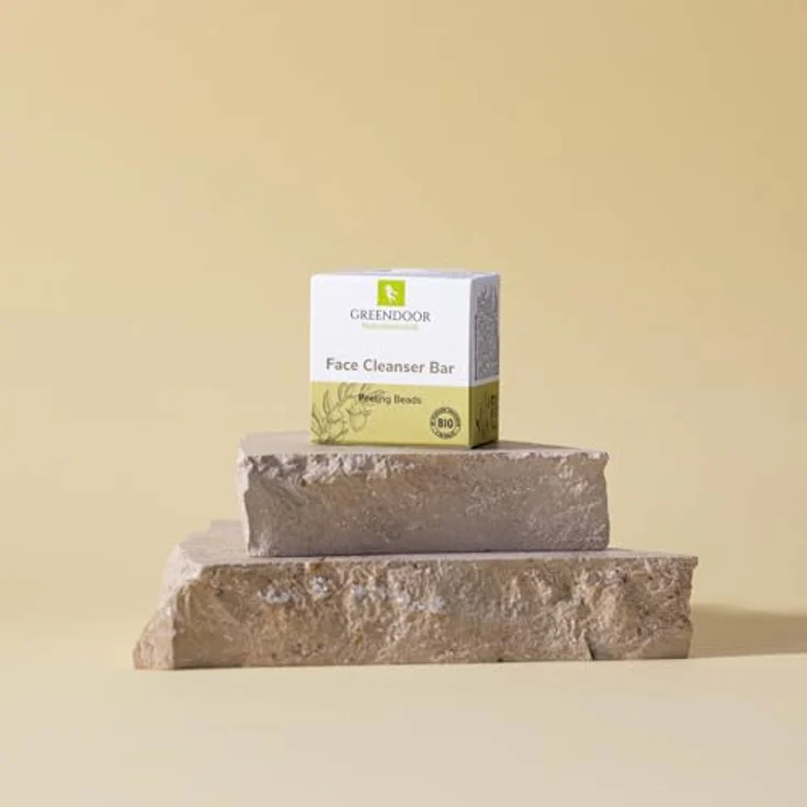 GREENDOOR Fester Gesichtsreiniger Peeling Beads 57g, Vegan, Seifenfrei, Hautmild, natürlich, für trockene und unreine Haut – Bild 3