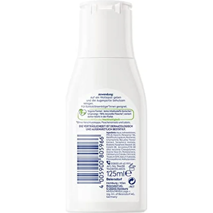 NIVEA Wasserfester Augen Make-Up Entferner (125 ml), sanfter Make-Up Entferner mit Kamillen-Extrakt und Provitamin B5, entfernt selbst wasserfeste Mascara und Make-Up – Bild 3