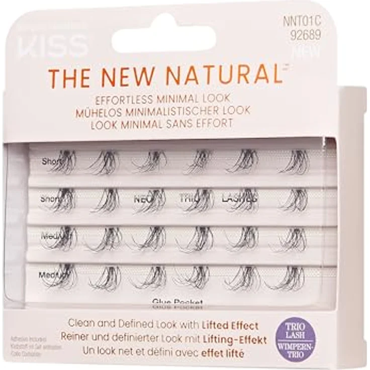 KISS The New Natural Effortless Minimal Look, knotenfreie Bündel mit selbstklebenden Wimpern, Trio 01, 24 St., leicht und natürlich – Bild 3
