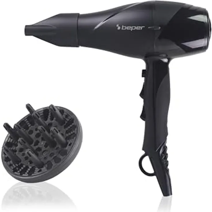 BEPER P301ASC002 Professioneller Haartrockner 2200 W, 2 Geschwindigkeiten, 3 Temperaturen, Kaltluftstoß, Volumendiffusor und Styling-Konzentrator, langlebiger Motor