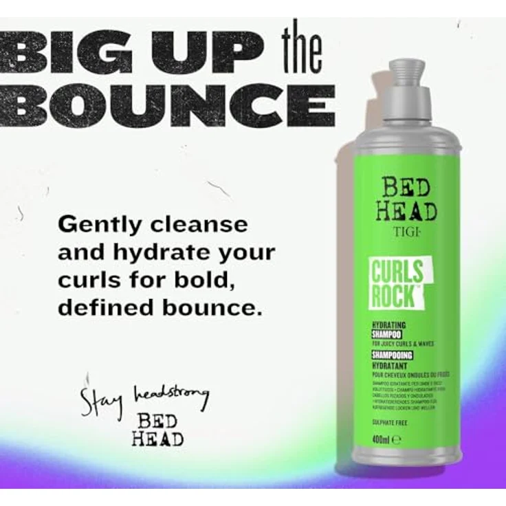 TIGI BED HEAD Curls Rock Hydrating Shampoo, feuchtigkeitsspendendes Shampoo für lockiges Haar, 400 ml mit Arganöl – Bild 2
