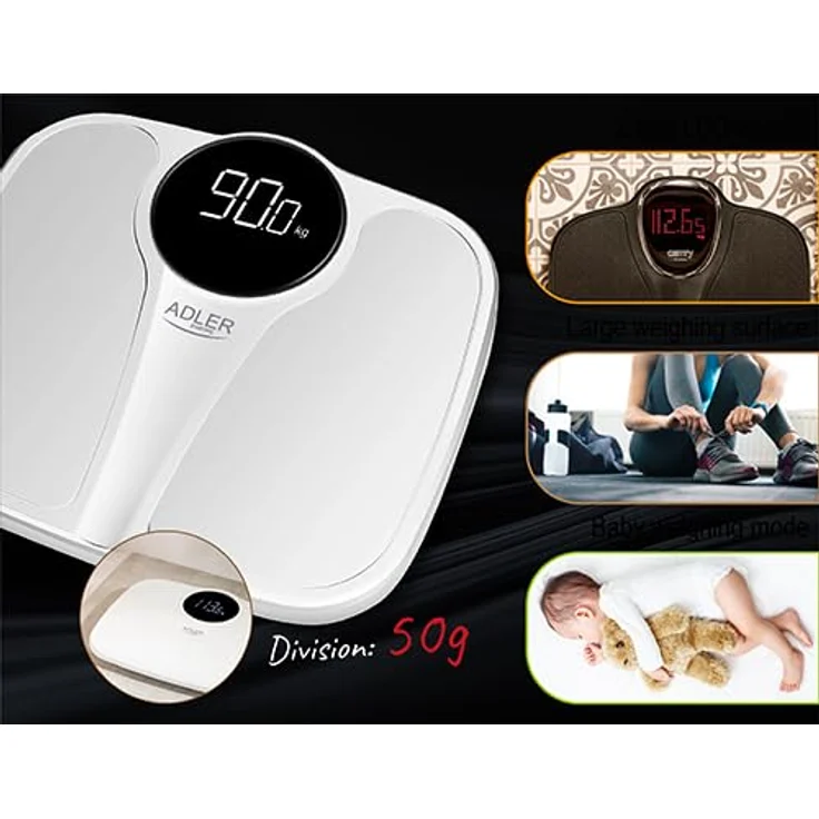 Camry, Personenwaage, Bathroom scale CR 8171w Maximum weight (capacity) 180 kg, Accuracy 50 g, Body Mass Index (BMI) (180 kg) – Bild 8